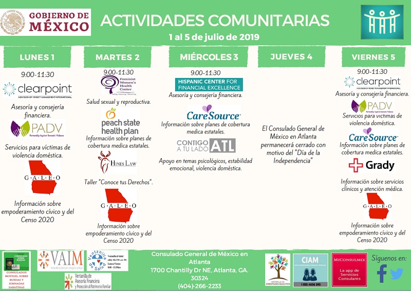 Calendario de Actividades Comunitarias