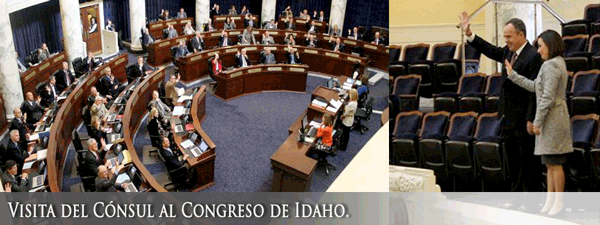 Visita del Cónsul al Congreso del Idaho Saludo ante el Congreso