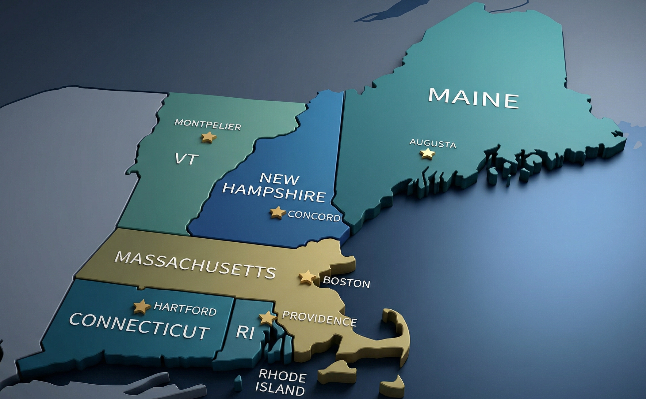 Mapa de Nueva Inglaterra