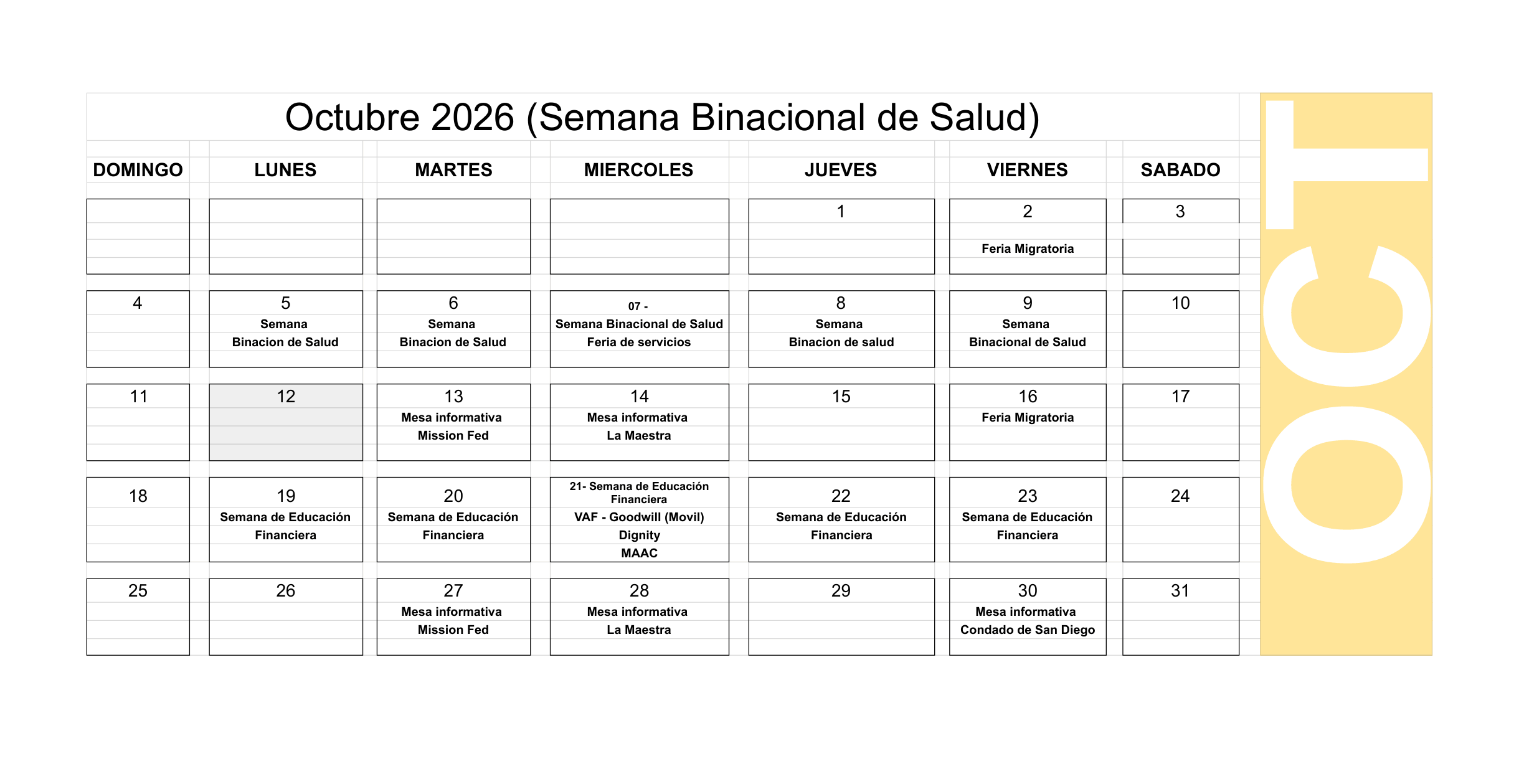 Semana de eventos Octubre