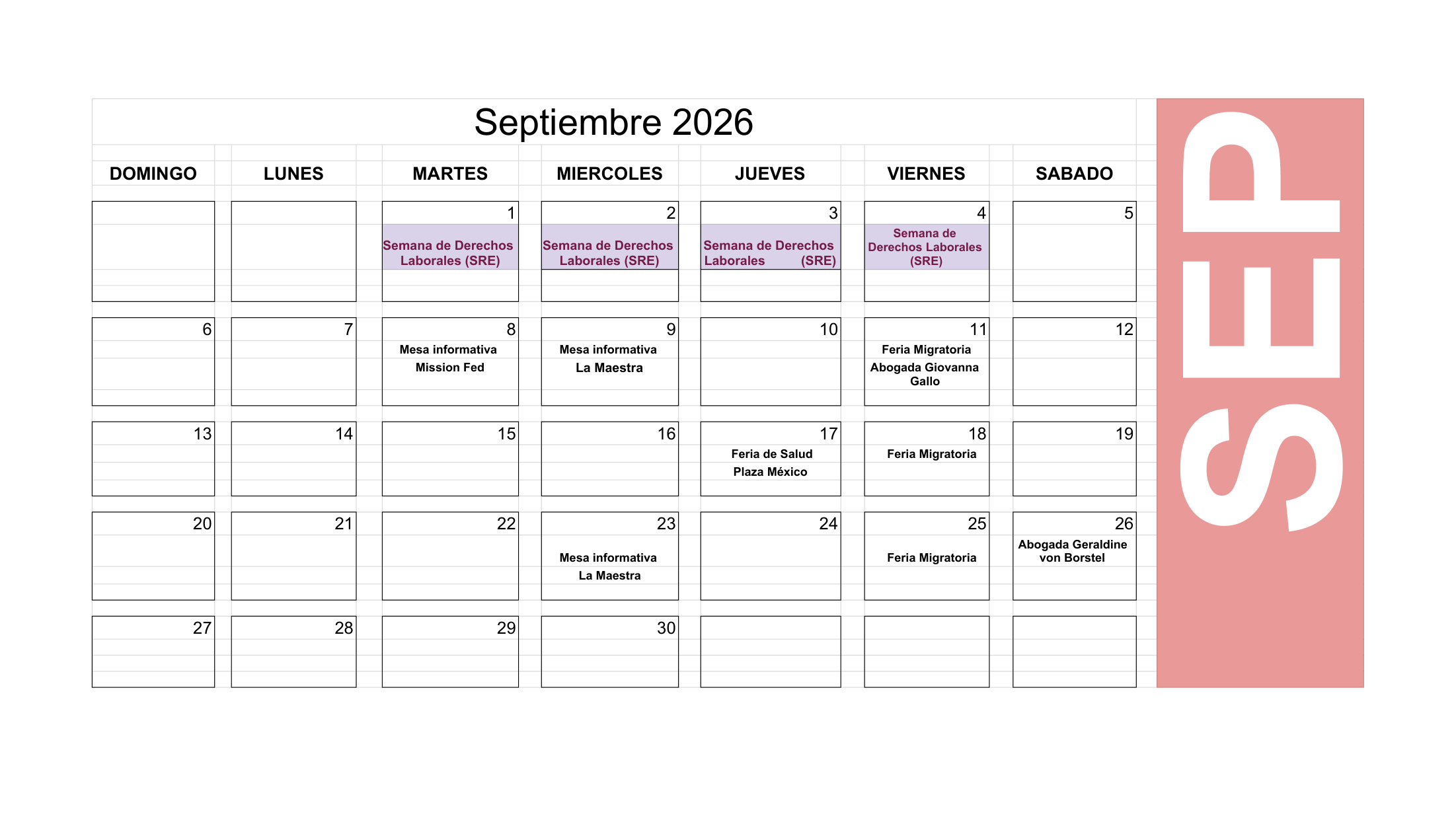 Semana de eventos Septiembre